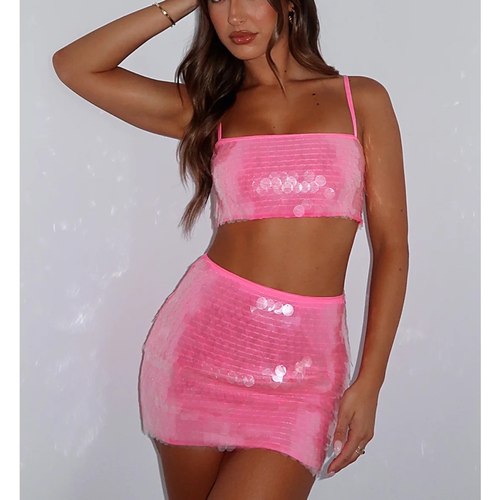 White Fox Boutique Pink Disco Heaven Two Piece Set
